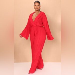PrettyLittleThing Bold Scarlet Jumpsuit